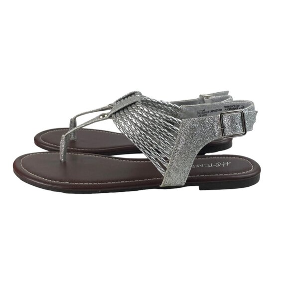 Hot Cakes Thong Buckle Silver Sparkly Sandals Womens Size 9M - Picture 2 of 12